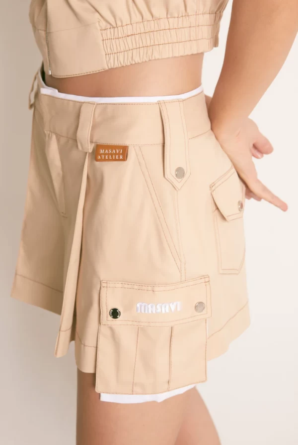 Pantalón Corto de Sarga Camel de Masavi