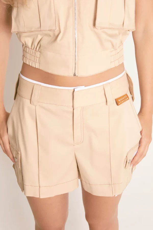 Pantalón Corto de Sarga Camel de Masavi