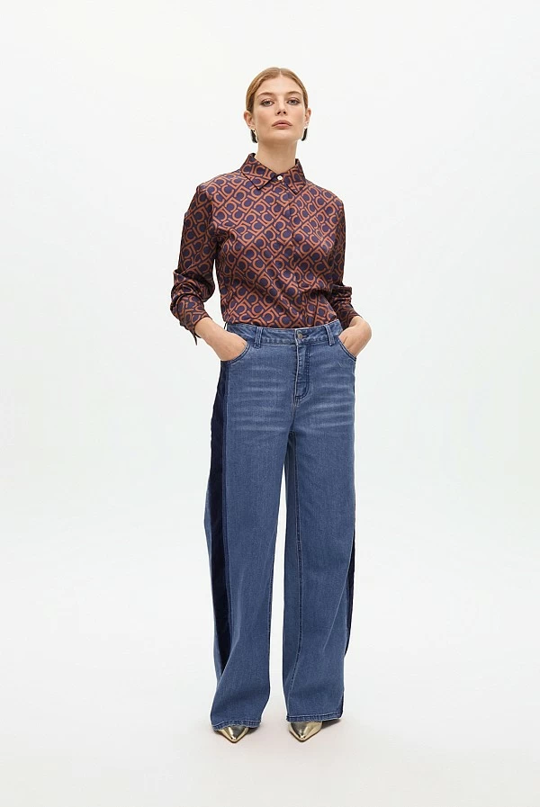 Pantalón Denim con Detalles de Terciopelo lola casademunt