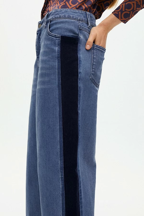 Pantalón Denim con Detalles de Terciopelo lola casademunt