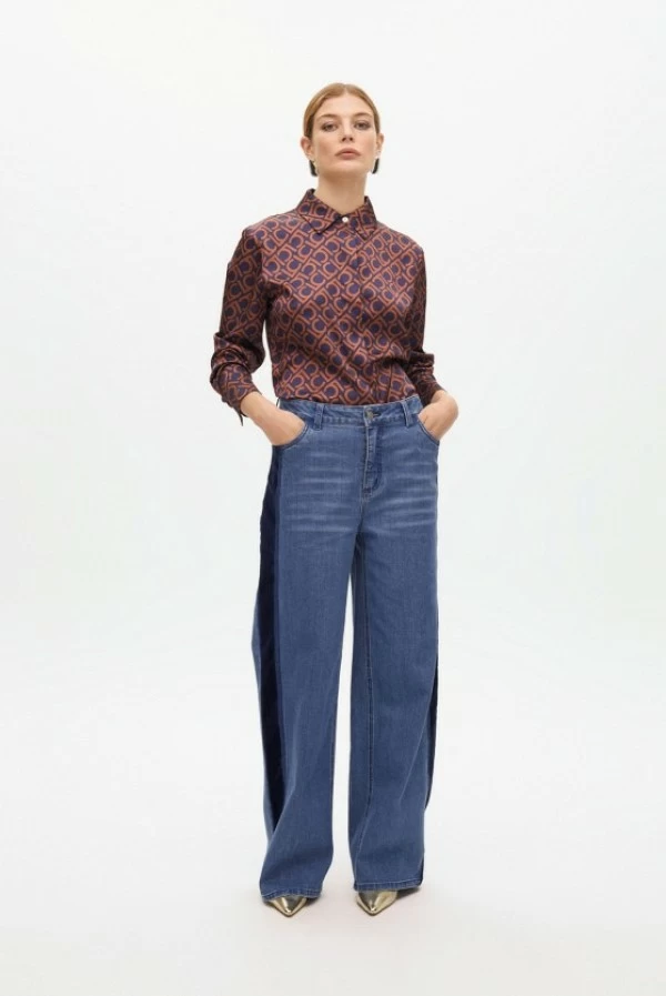 Pantalón Denim con Detalles de Terciopelo lola casademunt
