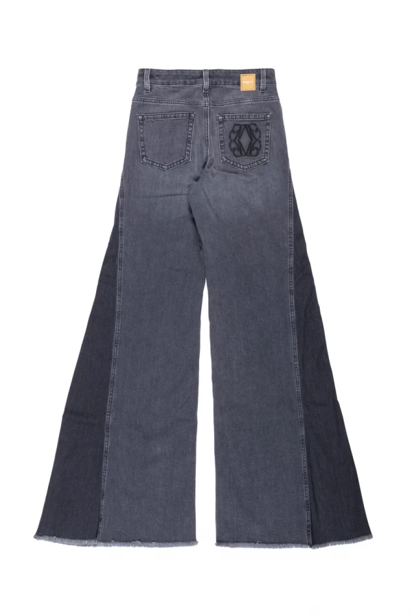 Pantalón largo denim negro comfort con paneles laterales – nenette