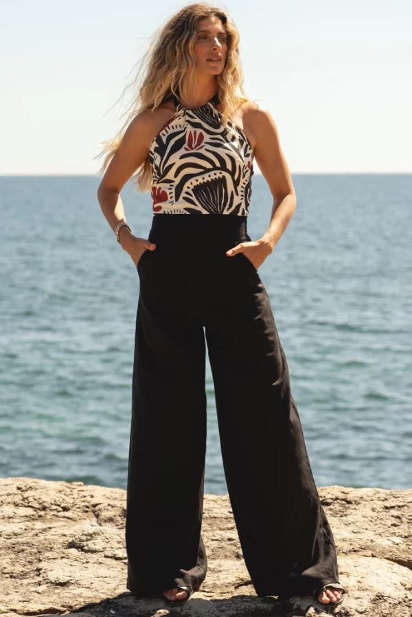Pantalón Largo Negro Estilo Wide Leg sole