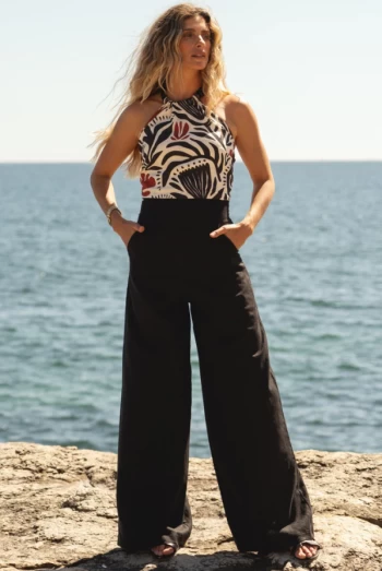 Pantalón Largo Negro Estilo Wide Leg sole