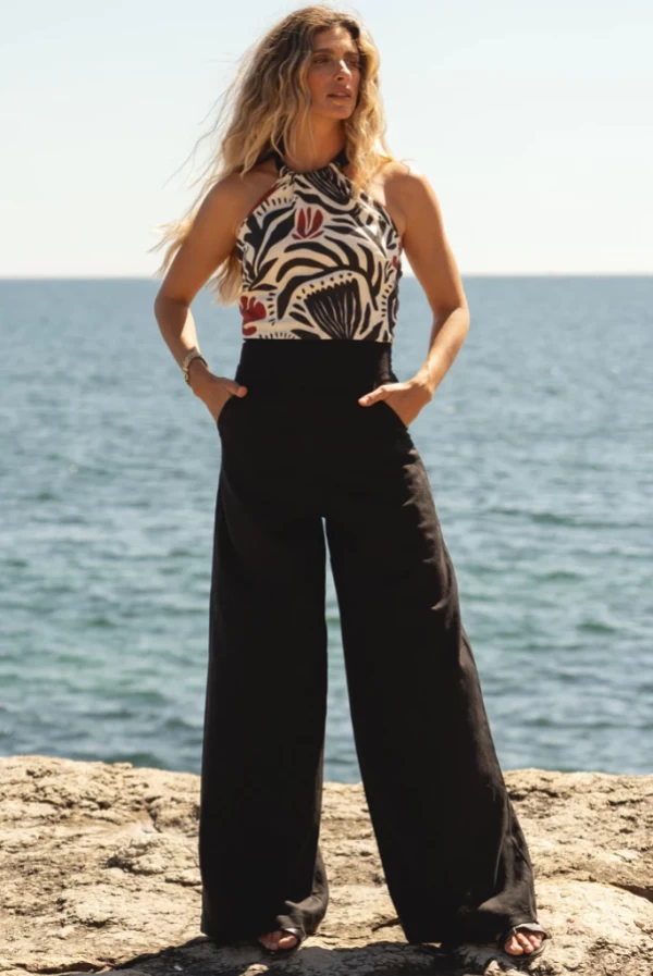 Pantalón Largo Negro Estilo Wide Leg sole