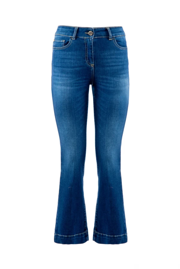 Pantalón pitillo campana tiro alto en denim – Nenette
