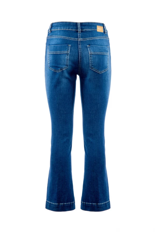 Pantalón pitillo campana tiro alto en denim – Nenette