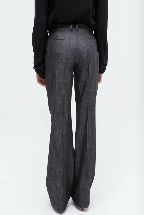 Pantalón recto de tiro medio en efecto denim negro – masavi