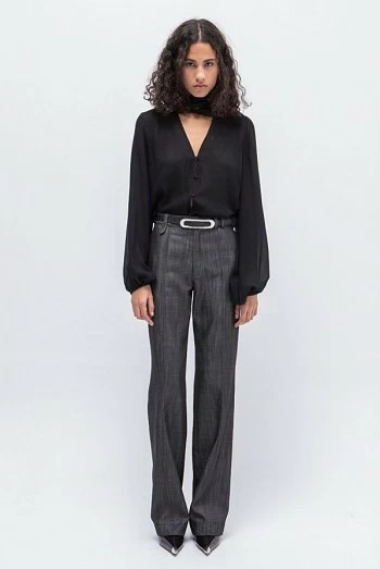 Pantalón recto de tiro medio en efecto denim negro – masavi Pantalón recto de tiro medio en efecto denim negro – masavi