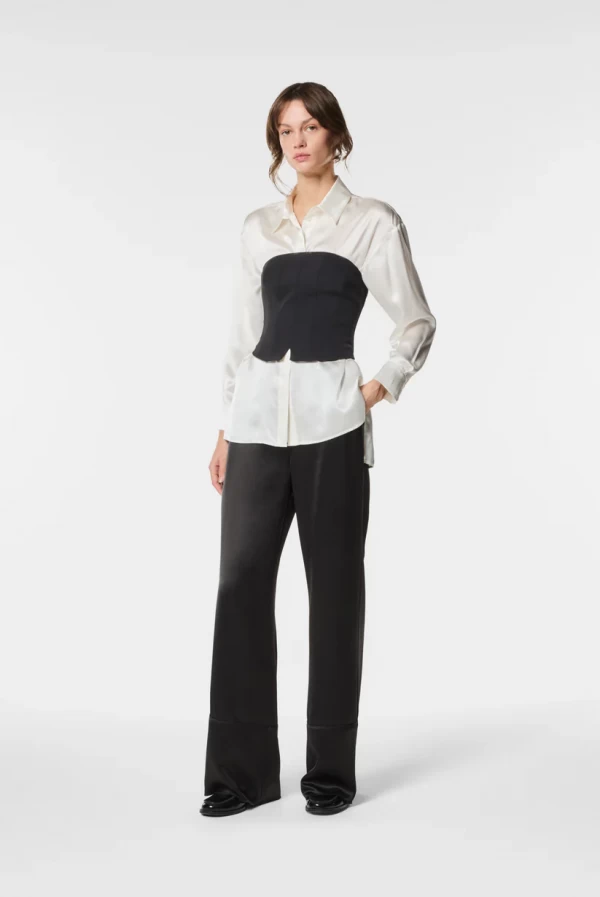 Pantalón recto en raso acetato fluido y luminoso  Nenette