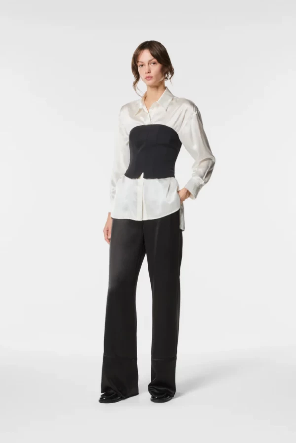 Pantalón recto en raso acetato fluido y luminoso  Nenette
