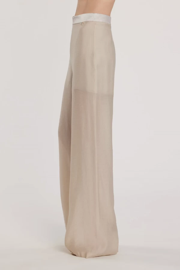 Pantalones ARGENTO de talle alto y corpiño ancho de satén.