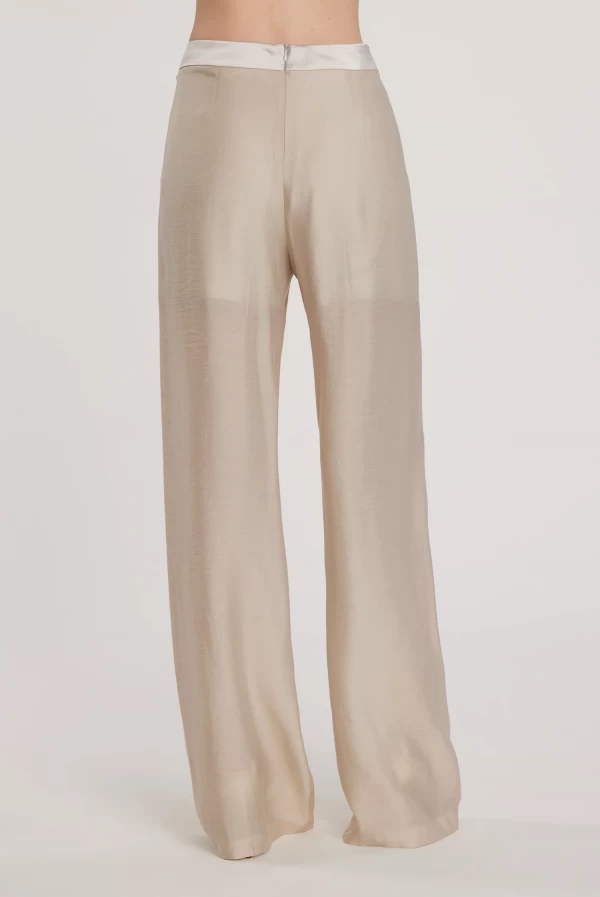 Pantalones ARGENTO de talle alto y corpiño ancho de satén.