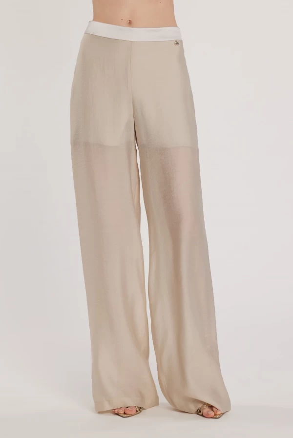 Pantalones ARGENTO de talle alto y corpiño ancho de satén.