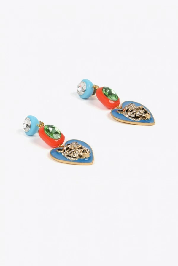 Pendientes Colgantes con Corazón Lacado y Tigre – Lola Casademunt