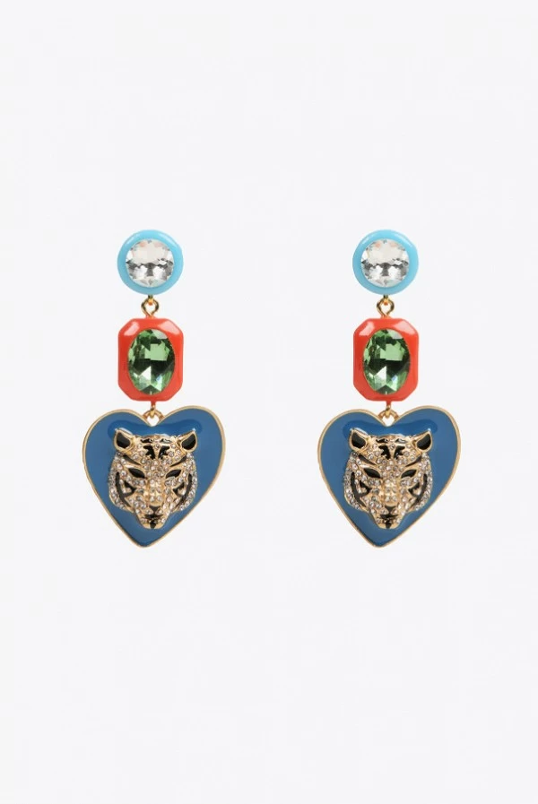 Pendientes Colgantes con Corazón Lacado y Tigre – Lola Casademunt