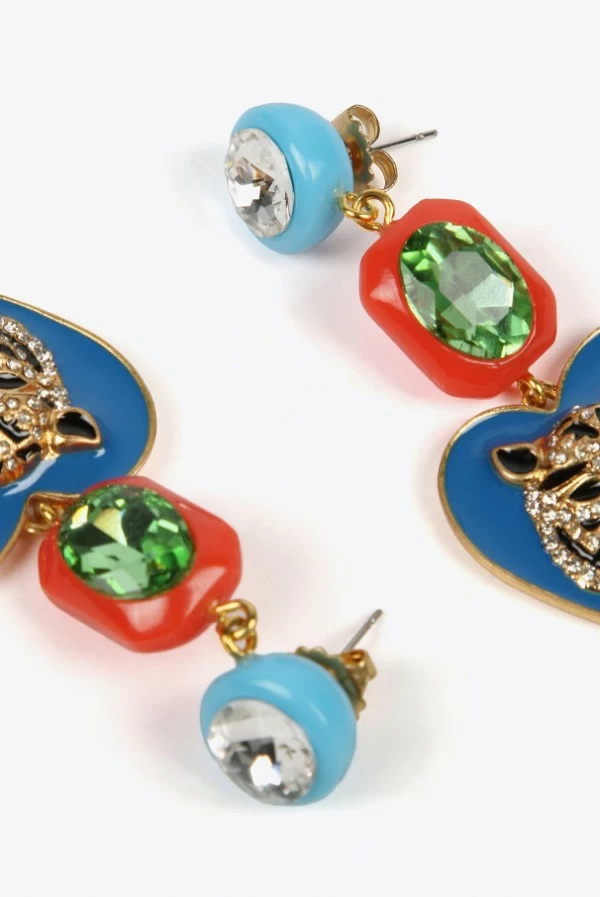Pendientes Colgantes con Corazón Lacado y Tigre – Lola Casademunt