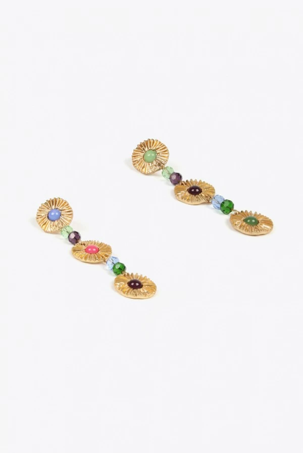 Pendientes Colgantes con Miniflores y Abalorios Lola Casademunt