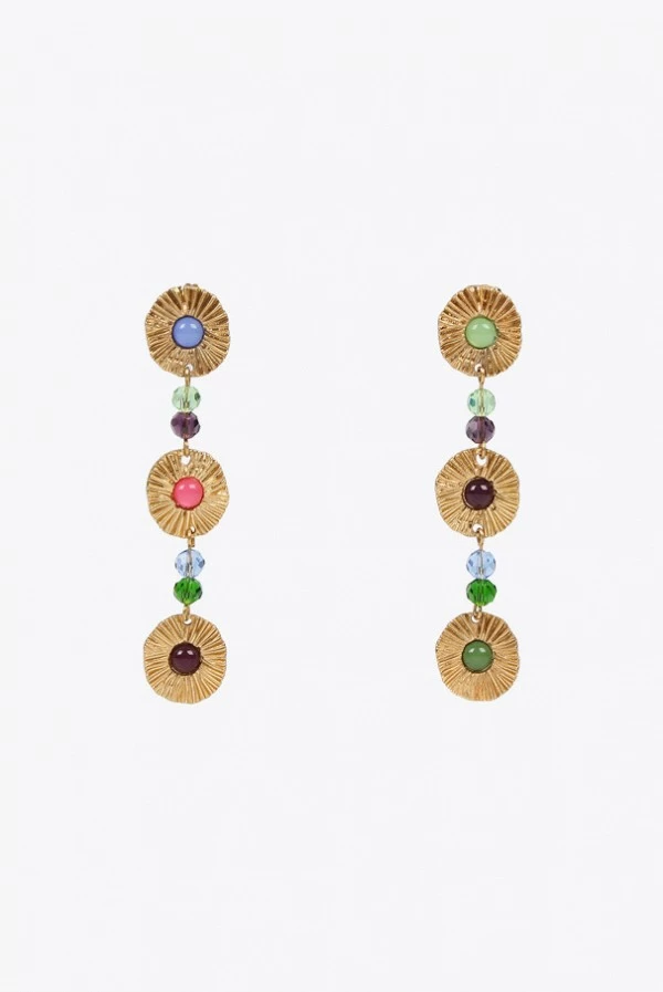 Pendientes Colgantes con Miniflores y Abalorios Lola Casademunt