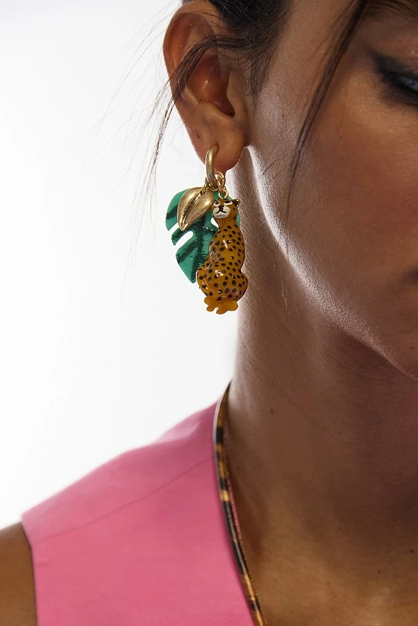 Pendientes de Aro con Charms Tropicales Lola Casademunt
