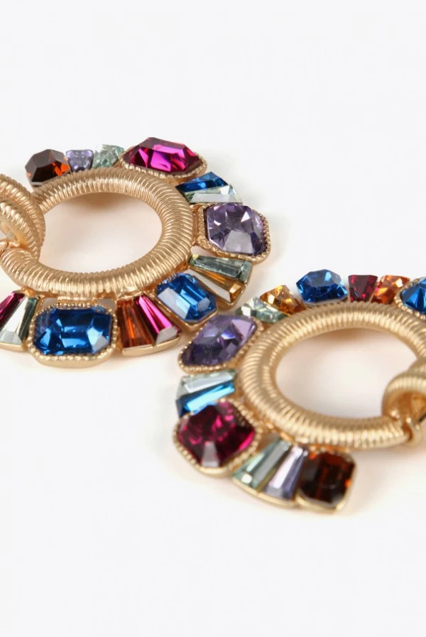 Pendientes Metálicos con Joyas Multicolor Lola Casademunt