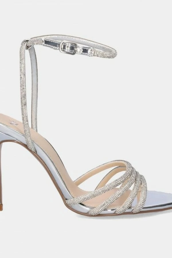 Sandalia de Tacón con Strass Plata Kristi-303 Exé Shoes