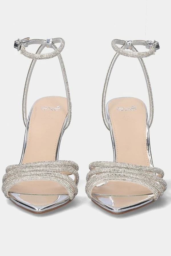 Sandalia de Tacón con Strass Plata Kristi-303 Exé Shoes