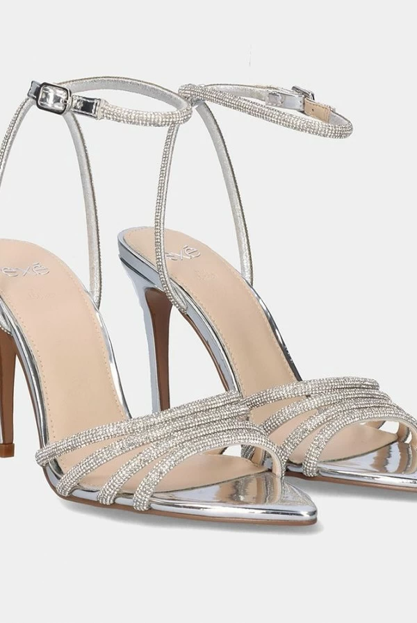Sandalia de Tacón con Strass Plata Kristi-303 Exé Shoes