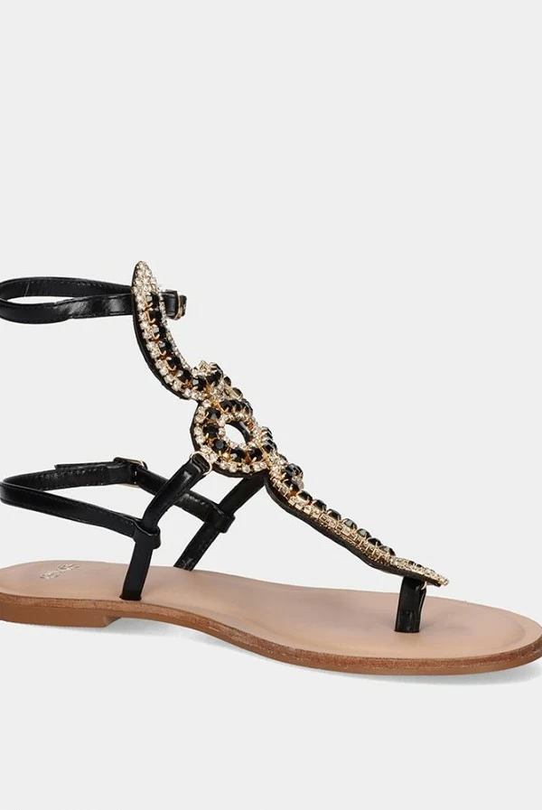 Sandalia Plana Angelina-129 Olive con Strass Serpiente