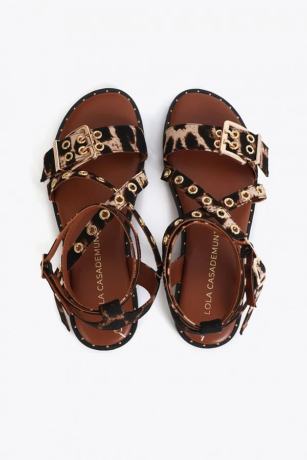 Sandalia plana animal print Lola Casademunt