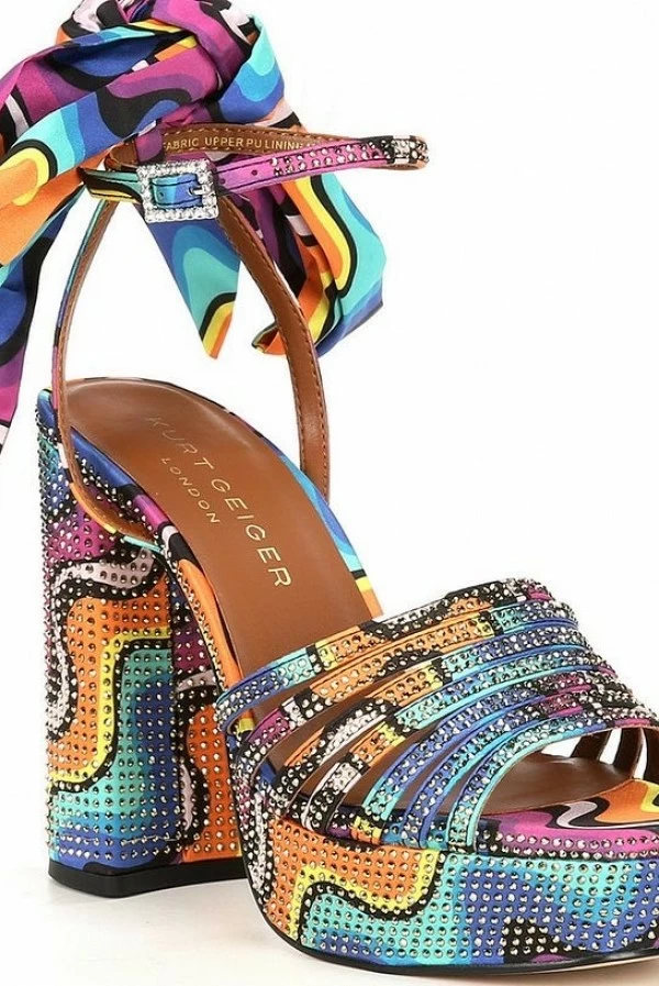 Sandalias Kurt Geiger Kensington strass multicolor de tiras con pañuelo