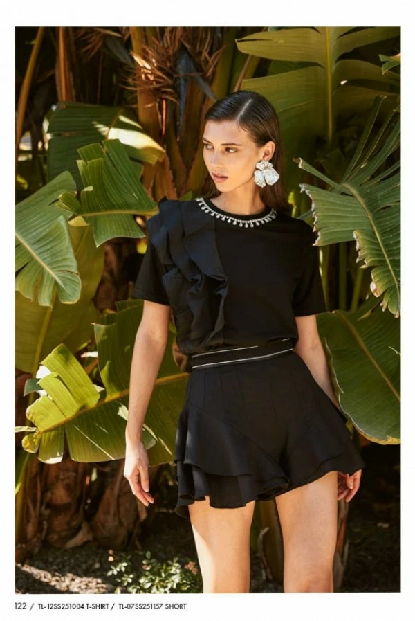 Short de lino con volantes laterales y cintura alta – Trash and Luxury