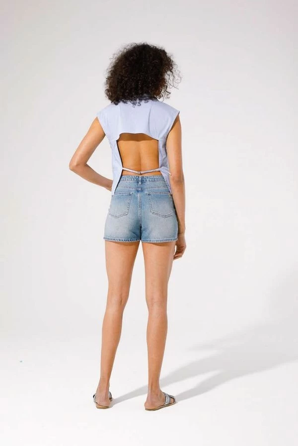 Short Vaquero Kyla con Strass Azul