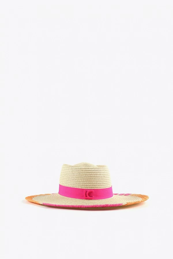 Sombrero lola casademunt en tonos naturales con detalles bordados de color