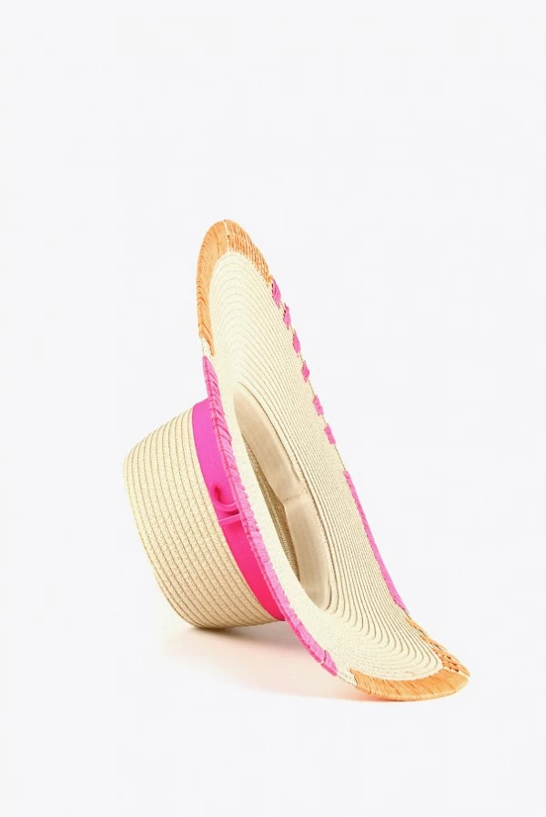 Sombrero lola casademunt en tonos naturales con detalles bordados de color