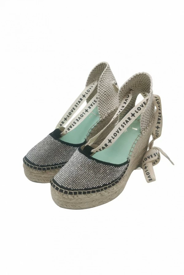 Star Love Cuñas de esparto con strass metalizado