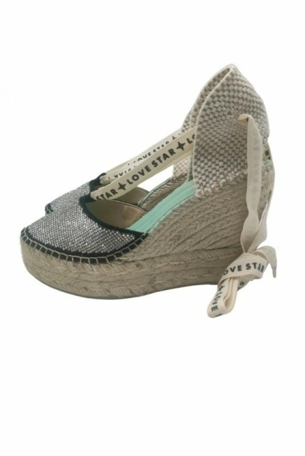 Star Love Cuñas de esparto con strass metalizado