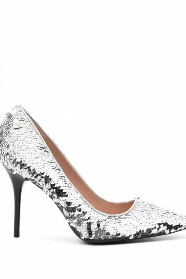 Stilettos love moschino lentejuelas plateado