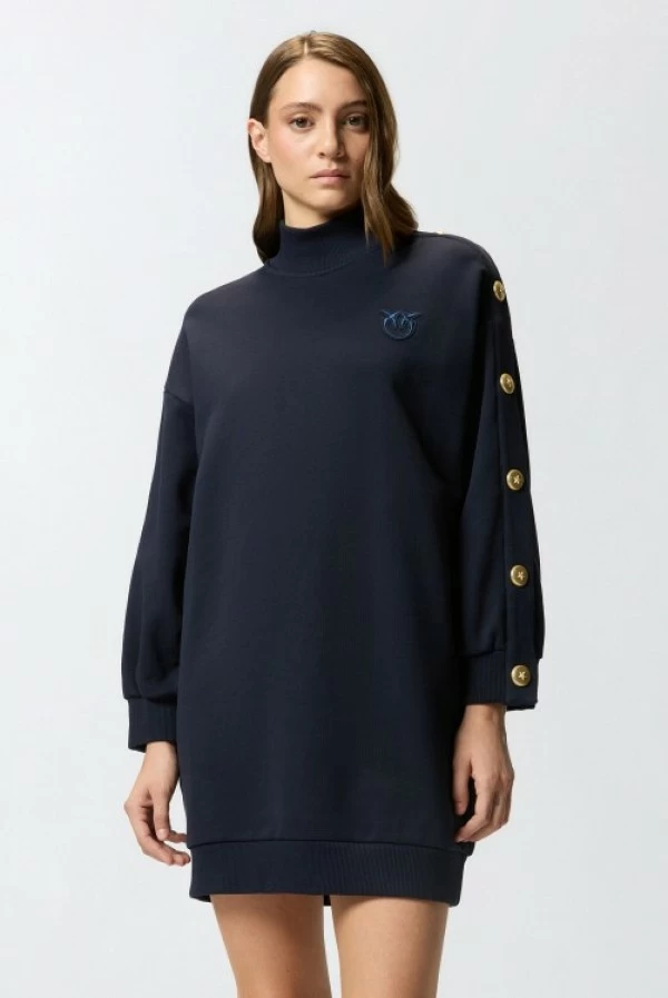 Sudadera felpa con botones metálicos y logo Love Birds - Pinko