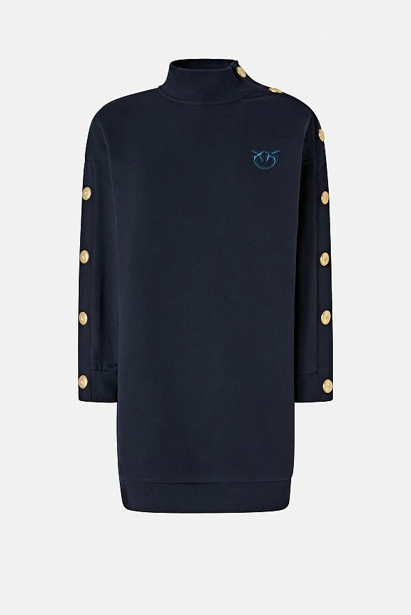 Sudadera felpa con botones metálicos y logo Love Birds - Pinko