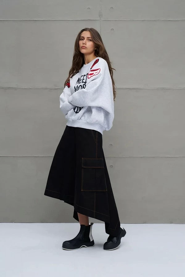 sudadera gris jaspeado oversize vdr