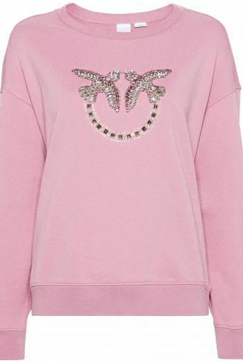 sudadera pinko logo grande cristales strass