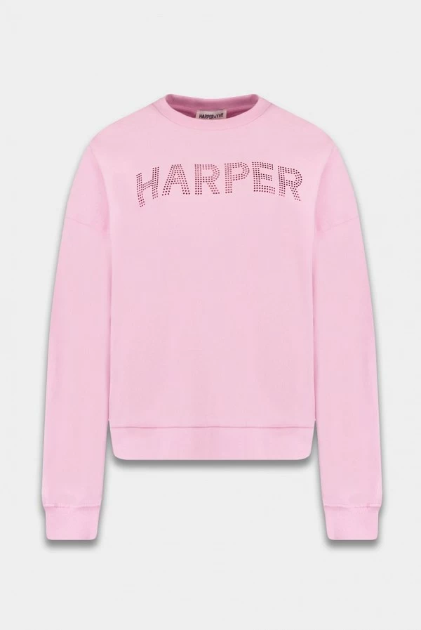 Sudadera Rosa Harper & Yve con Letras Strass Rojo – Rhine Sweater