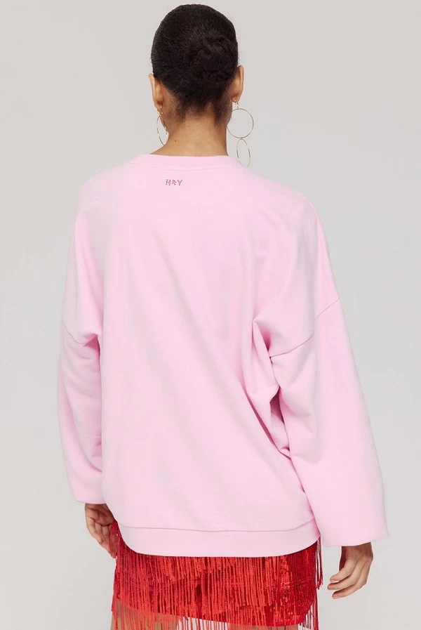 Sudadera Rosa Harper & Yve con Letras Strass Rojo – Rhine Sweater