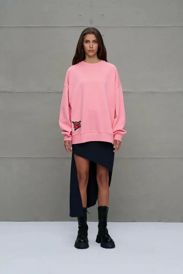 sudadera rosa slogan estampado vdr