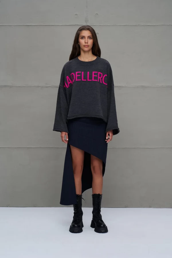 Suéter oversize antracita con letras | VDR Oficial