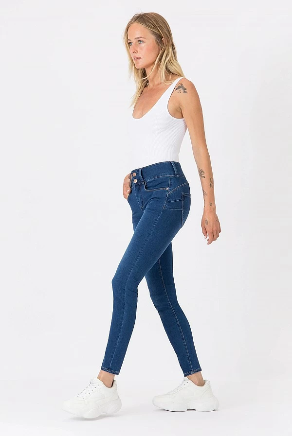 Tejano pitillo azul medio Tiffosi Doble Push Up