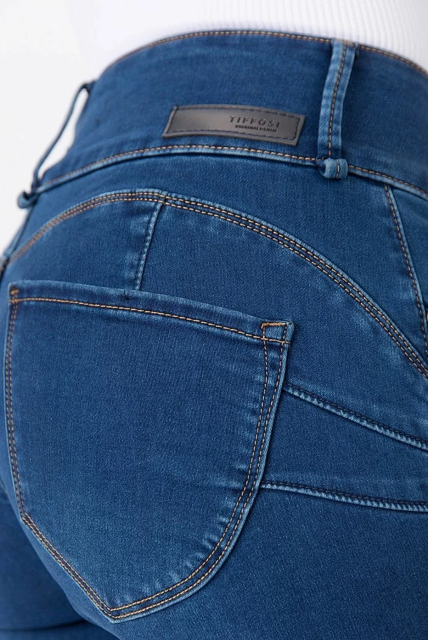 Tejano pitillo azul medio Tiffosi Doble Push Up