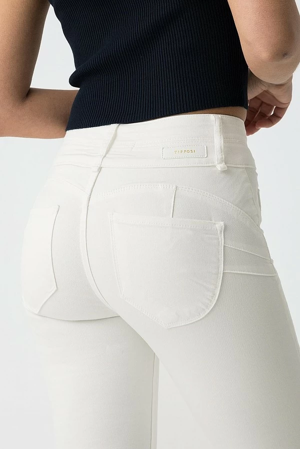 Tejanos blancos Tiffosi Push Up de cintura alta