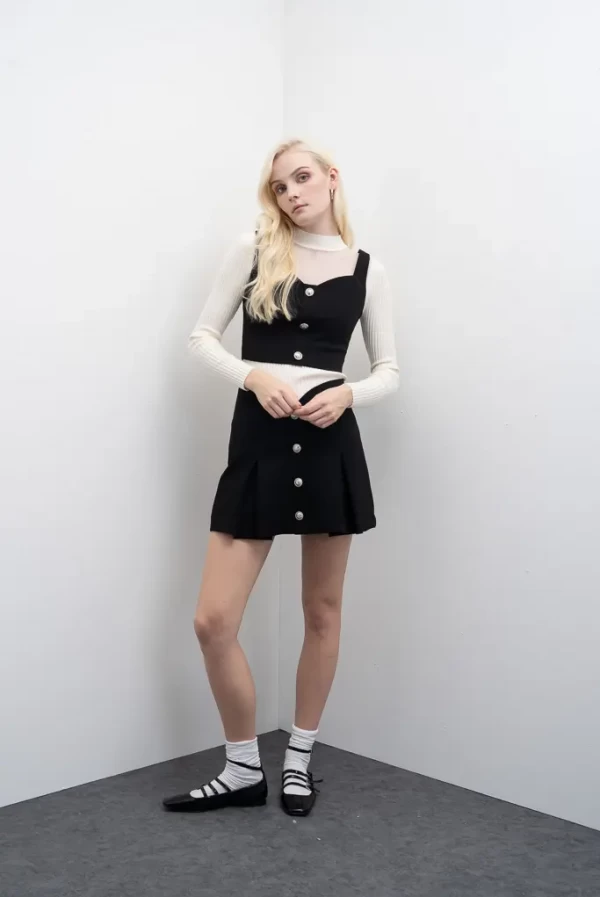 top bustier chaleco negro
